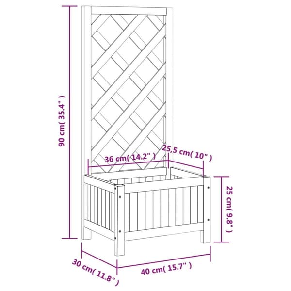 vidaXL plantekasse med espalier massivt grantræ grå