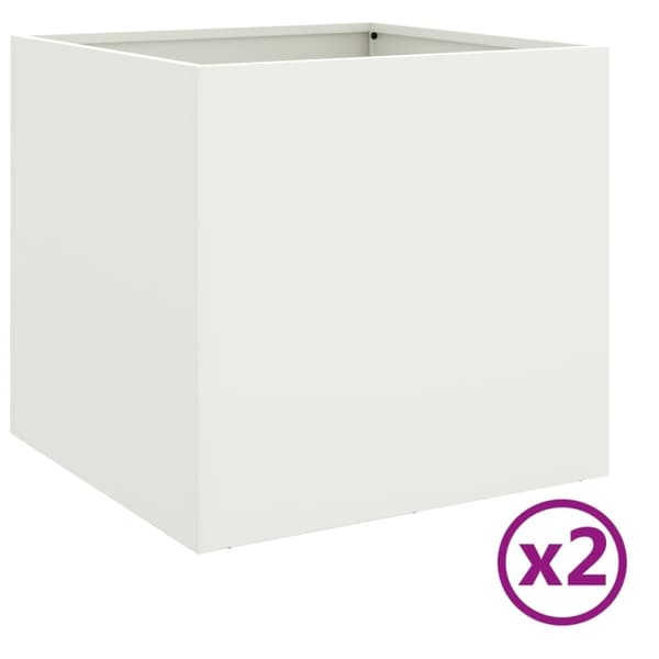 vidaXL Plantekasser 2 stk hvit 42x40x39 cm stål