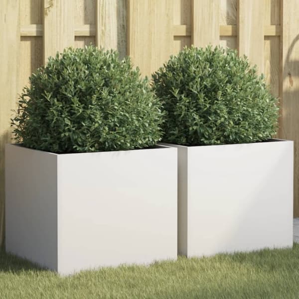 vidaXL plantekasser 2 stk. 42x40x39 cm stål hvid