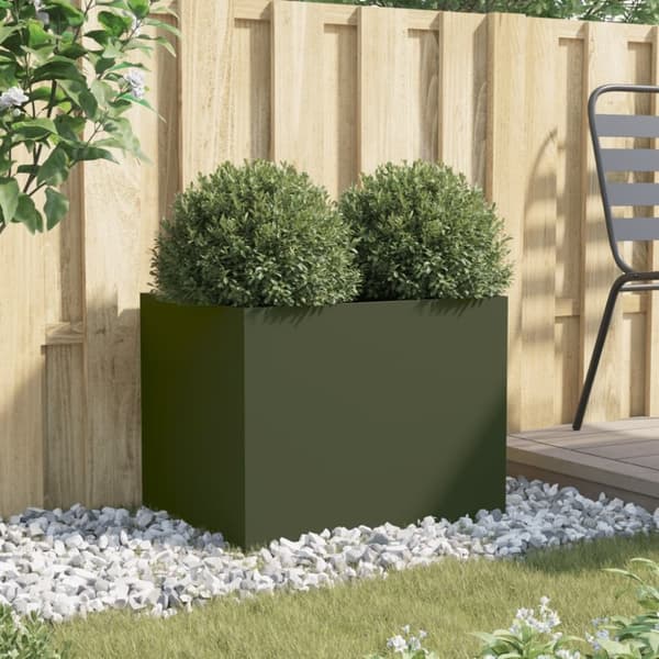 vidaXL Plantekasse olivengrønn 62x47x46 cm stål