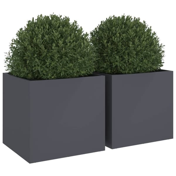 vidaXL Plantekasser 2 stk antrasitt 49x47x46 cm stål
