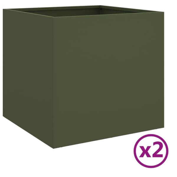 vidaXL Plantekasser 2 stk olivengrønn 49x47x46 cm stål