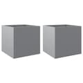 Miniatyrbillede 3 af 11: vidaXL plantekasser 2 stk. 42x40x39 cm galvaniseret stål sølvfarvet