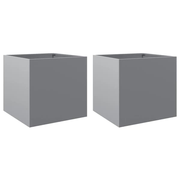 vidaXL plantekasser 2 stk. 42x40x39 cm galvaniseret stål sølvfarvet