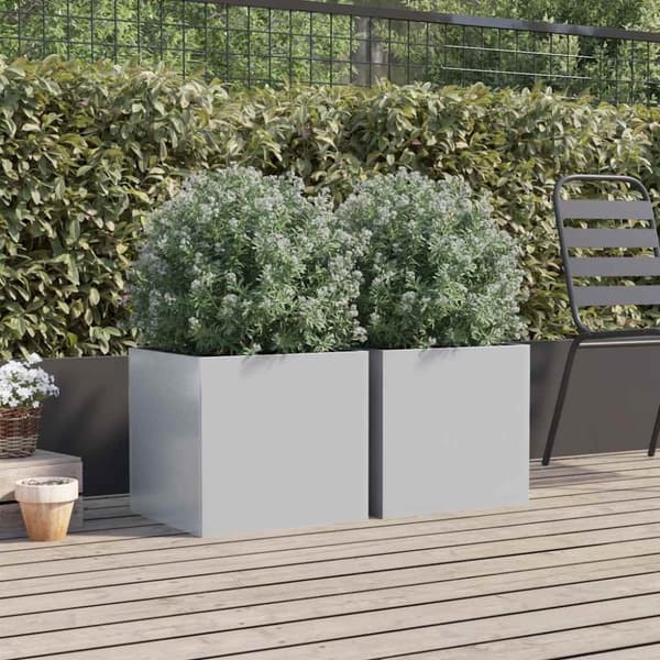 vidaXL plantekasser 2 stk. 42x40x39 cm galvaniseret stål sølvfarvet