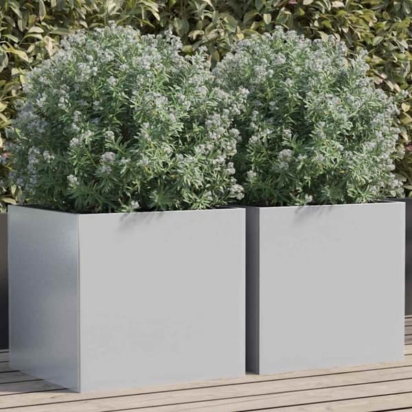 vidaXL plantekasser 2 stk. 42x40x39 cm galvaniseret stål sølvfarvet