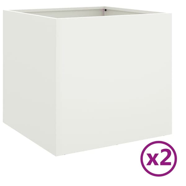 vidaXL Plantekasser 2 stk hvit 49x47x46 cm stål