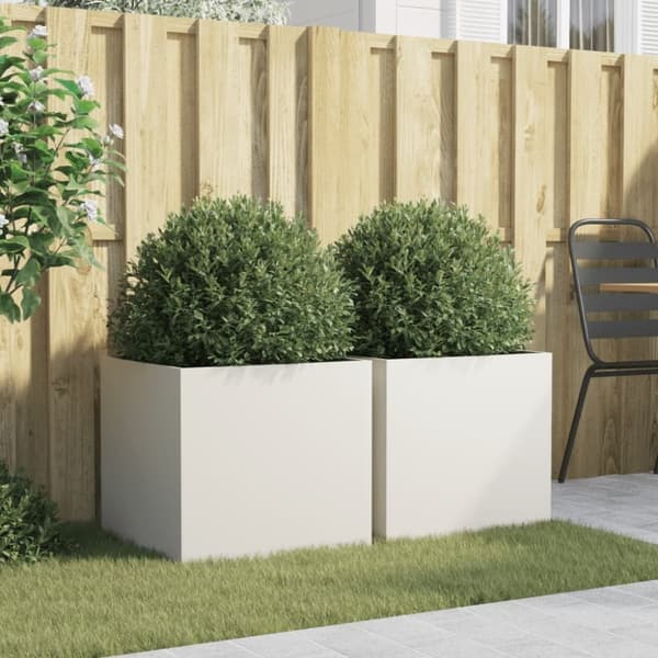 vidaXL Plantekasser 2 stk hvit 49x47x46 cm stål