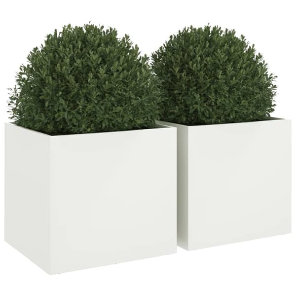 vidaXL Plantekasser 2 stk hvit 49x47x46 cm stål