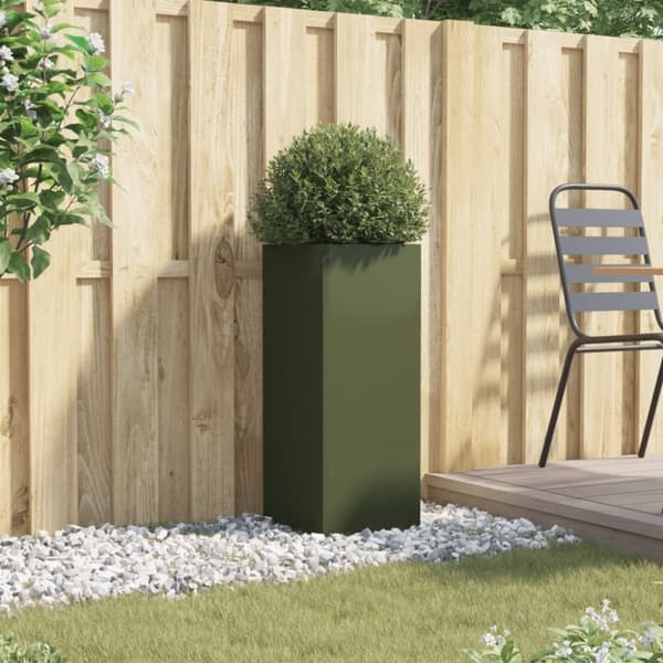 vidaXL plantekasse 32x29x75 cm stål olivengrøn