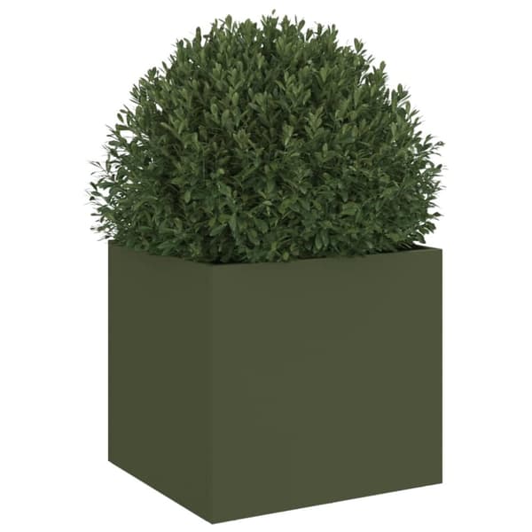 vidaXL plantekasse 32x30x29 cm stål olivengrøn