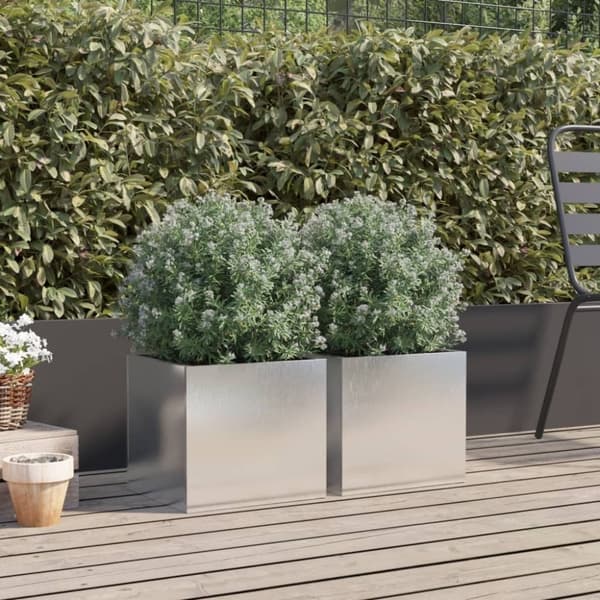 vidaXL Plantekasser 2 stk sølv 32x30x29 cm rustfritt stål