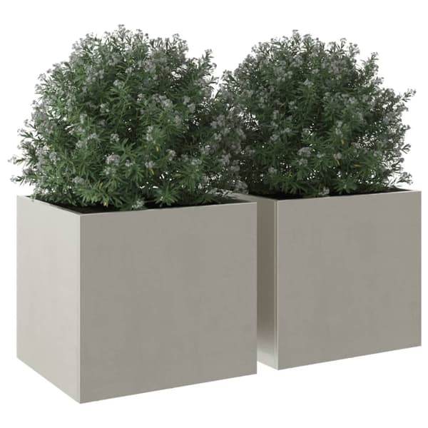 vidaXL Plantekasser 2 stk sølv 32x30x29 cm rustfritt stål