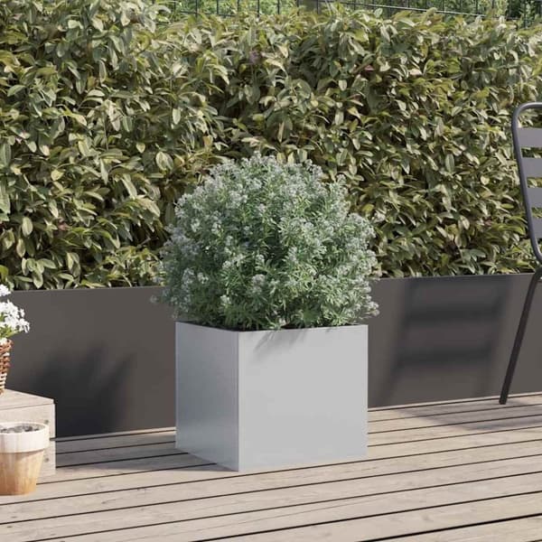 vidaXL plantekasse 32x30x29 cm galvaniseret stål sølvfarvet