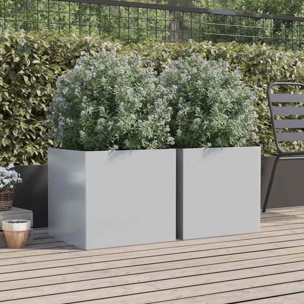 vidaXL Plantekasser 2 stk sølv 49x47x46 cm galvanisert stål