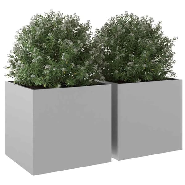 vidaXL Plantekasser 2 stk sølv 49x47x46 cm galvanisert stål
