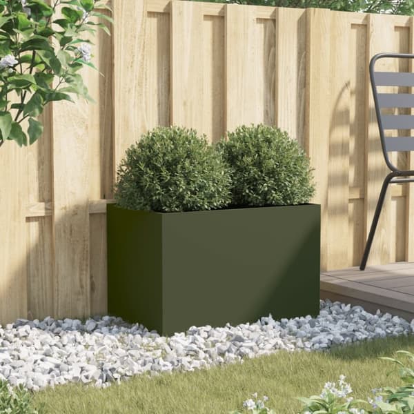 vidaXL Plantekasse olivengrønn 62x40x39 cm stål
