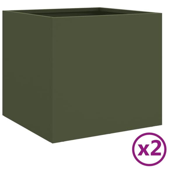 vidaXL Plantekasser 2 stk olivengrønn 32x30x29 cm stål