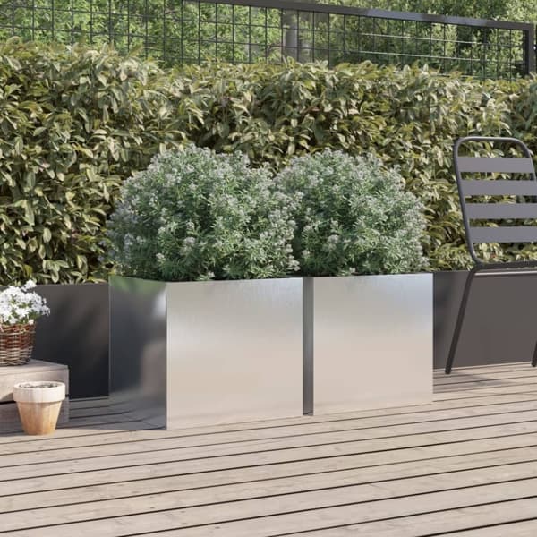 vidaXL plantekasser 2 stk. 42x40x39 cm rustfrit stål sølvfarvet