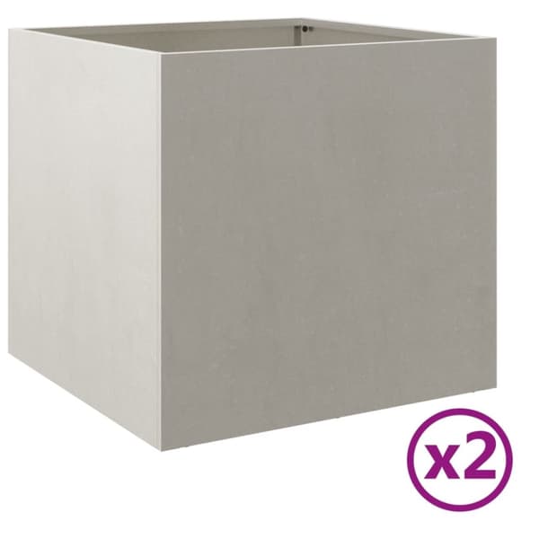 vidaXL Kukkalaatikot 2 kpl hopea 49x47x46 cm ruostumaton teräs