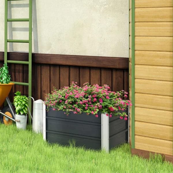Rootz Garden Bed - Korotettu sänky - Puutarhasänky Istutuskone - Kukkalaatikko - Kukkaruukku - Tummanharmaa - 66 x 47 x 40 cm