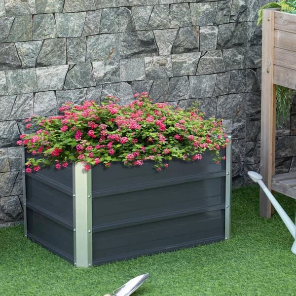 Rootz Garden Bed - Korotettu sänky - Puutarhasänky Istutuskone - Kukkalaatikko - Kukkaruukku - Tummanharmaa - 66 x 47 x 40 cm