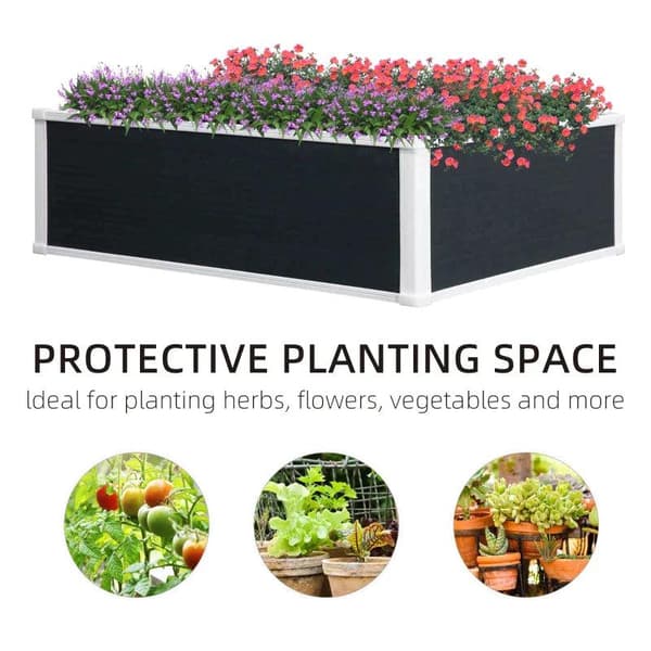 Rootz Upphöjd bädd - Planteringskärl - Med dräneringsfunktion - Skydd mot skadedjur - Plast - Grå - 100 x 80 x 30 cm