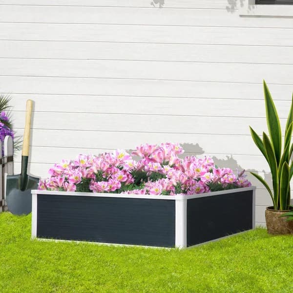 Rootz Upphöjd bädd - Planteringskärl - Med dräneringsfunktion - Skydd mot skadedjur - Plast - Grå - 100 x 80 x 30 cm