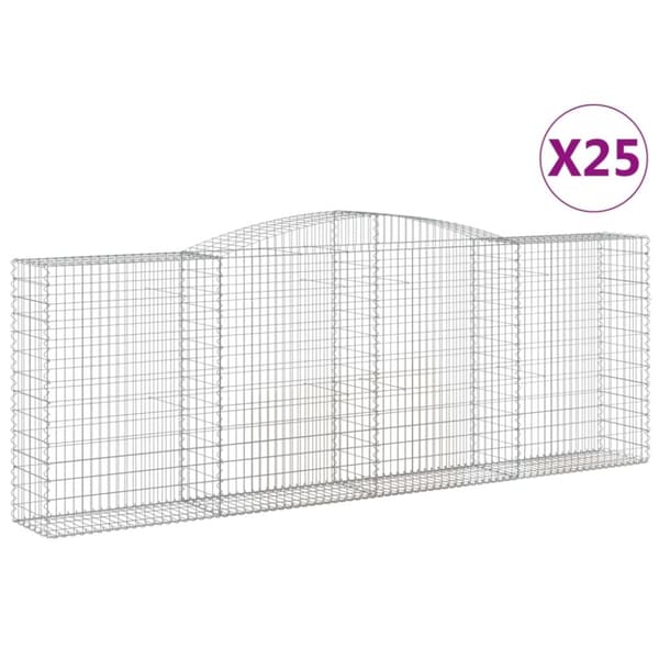 vidaXL Gabionkurver buede 25 stk 400x50x140/160 cm galvanisert jern