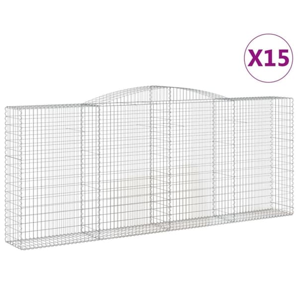 vidaXL Gabionkurver buede 15 stk 400x50x160/180 cm galvanisert jern