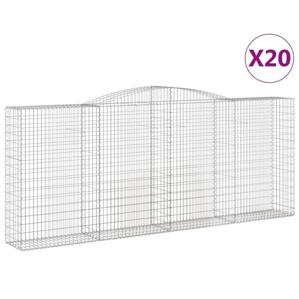 vidaXL buede gabionkurve 20 stk. 400x50x160/180 cm galvaniseret jern