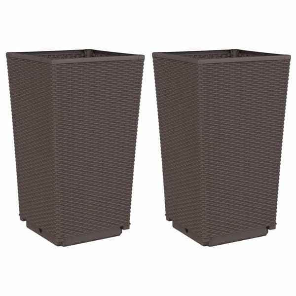 vidaXL Plantekasser 2 stk brun 32,5x32,5x57 cm PP