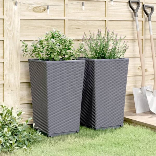 vidaXL Plantekasser 2 stk blågrå 32,5x32,5x57 cm PP