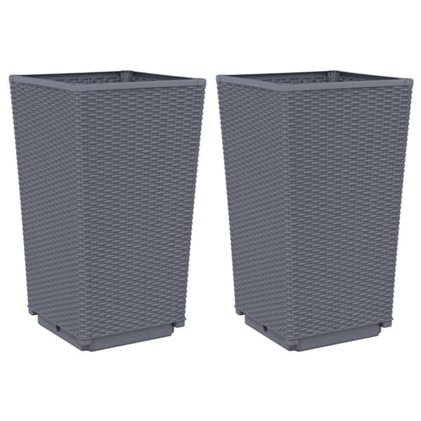 vidaXL Plantekasser 2 stk blågrå 32,5x32,5x57 cm PP