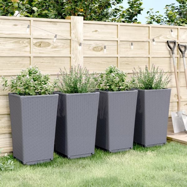 vidaXL Plantekasser 4 stk blågrå 32,5x32,5x57 cm PP