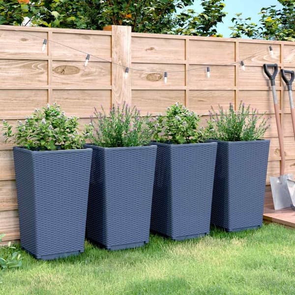 vidaXL Plantekasser 4 stk blågrå 32,5x32,5x57 cm PP