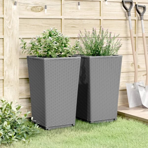 vidaXL Plantekasser 2 stk lysegrå 32,5x32,5x57 cm PP