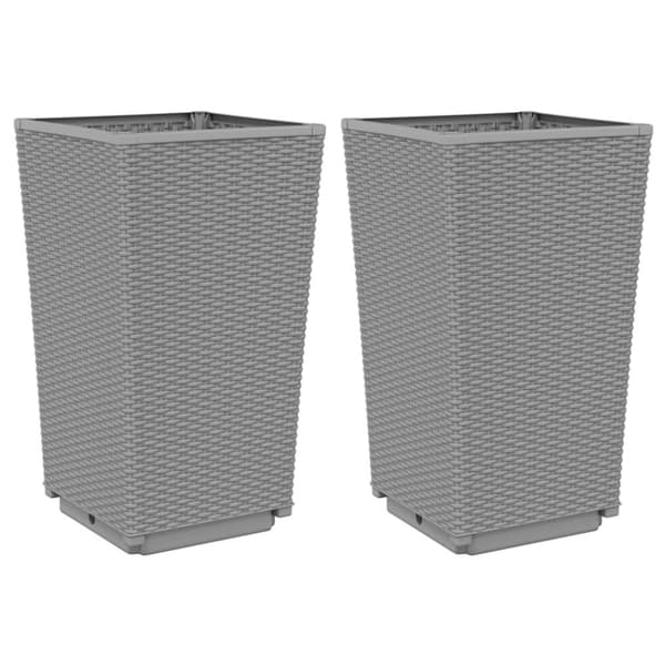 vidaXL Plantekasser 2 stk lysegrå 32,5x32,5x57 cm PP