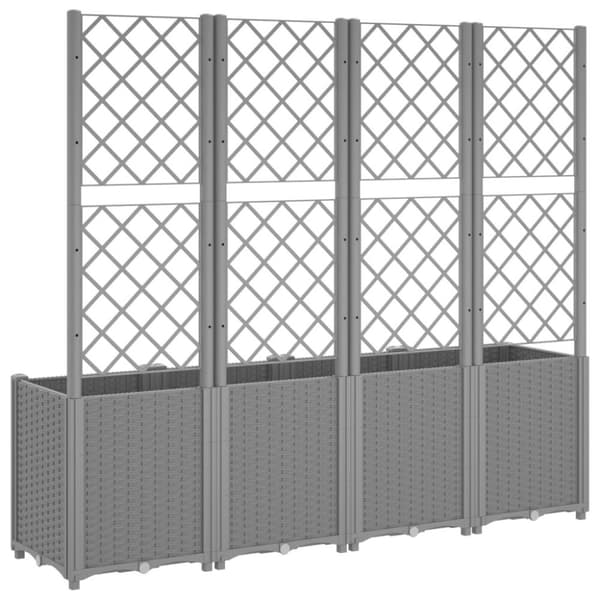 vidaXL Plantekasse med espalier lysegrå 160x40x140 cm PP
