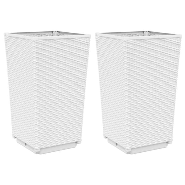 vidaXL Plantekasser 2 stk hvit 32,5x32,5x57 cm PP