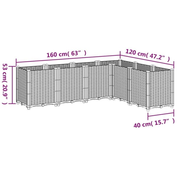 vidaXL plantekasse 160x120x53 cm PP sort