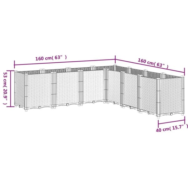 vidaXL Plantekasse svart 160x160x53 cm PP