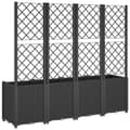 Miniatyrbilde 4 av 8: vidaXL Plantekasse med espalier svart 160x40x140 cm PP