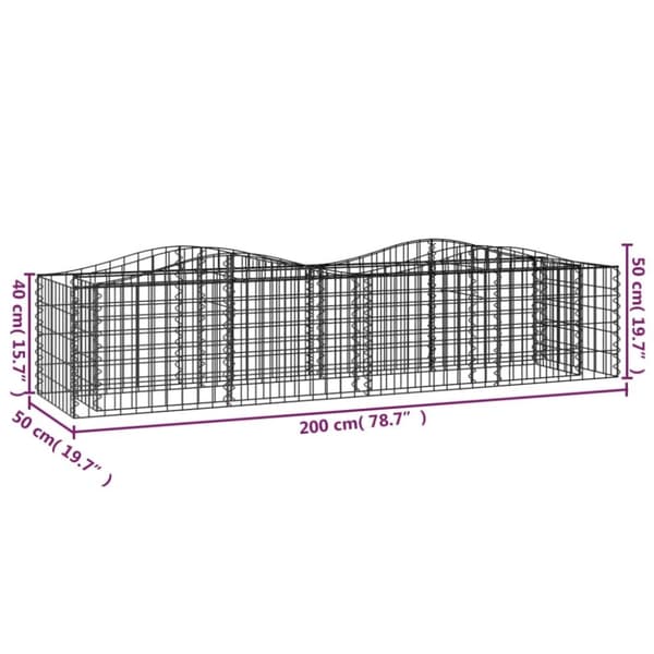 vidaXL buet gabion-højbed 200x50x50 cm galvaniseret jern