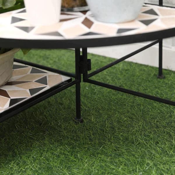 Rootz Blomsterstand - Plantehylde - Plantehylde - 4-lags Blomstertrappe - Sammenklappelig - Havebalkon - Metalkeramiske fliser - Sort/Beige - 64 x 64