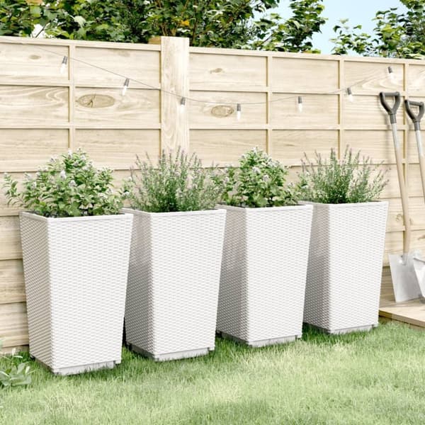 vidaXL Plantekasser 4 stk hvit 32,5x32,5x57 cm PP