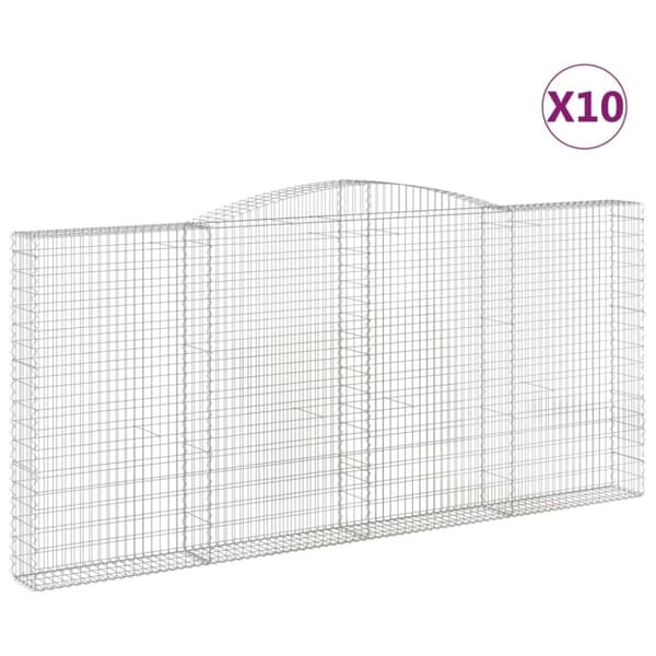 vidaXL buede gabionkurve 10 stk. 400x30x180/200 cm galvaniseret jern