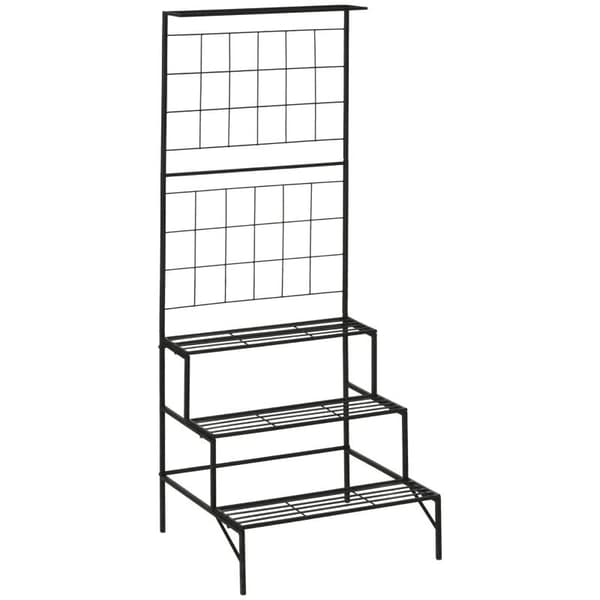 Rootz Plant Rack - Plant Rack med 3 våningar och spaljé - Metall - Svart - 60 x 53,5 x 159,5 cm