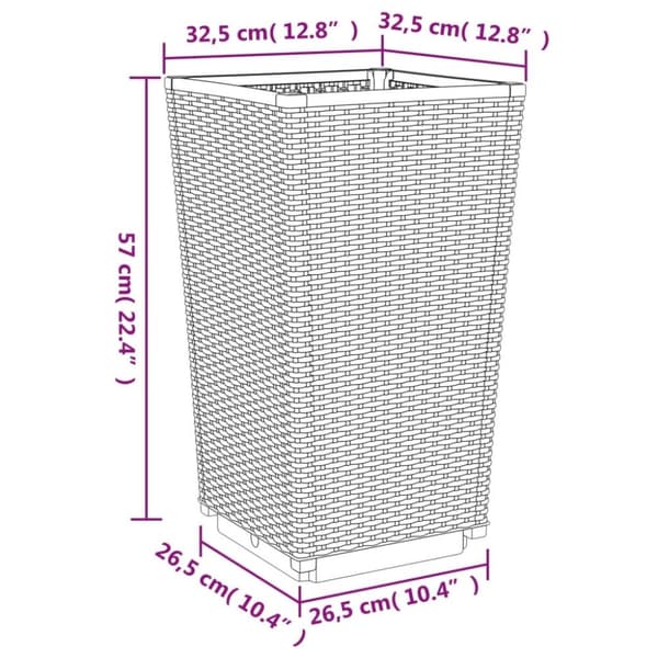 vidaXL plantekurve 4 stk. 32,5x32,5x57 cm PP brun