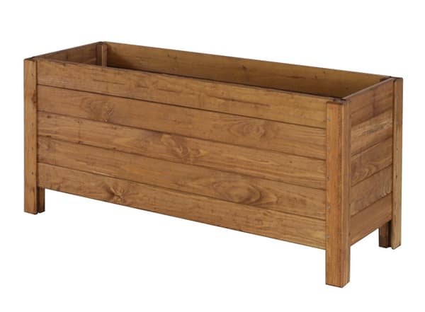 Træ kasse med 3 krukker /bredde 88cm/ Bundjustering/ RDS - Brun
